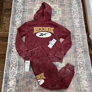 NWT Reebok Kids Sedona Rose Pullover Hoodie & Jogger Set with Yellow Logo
